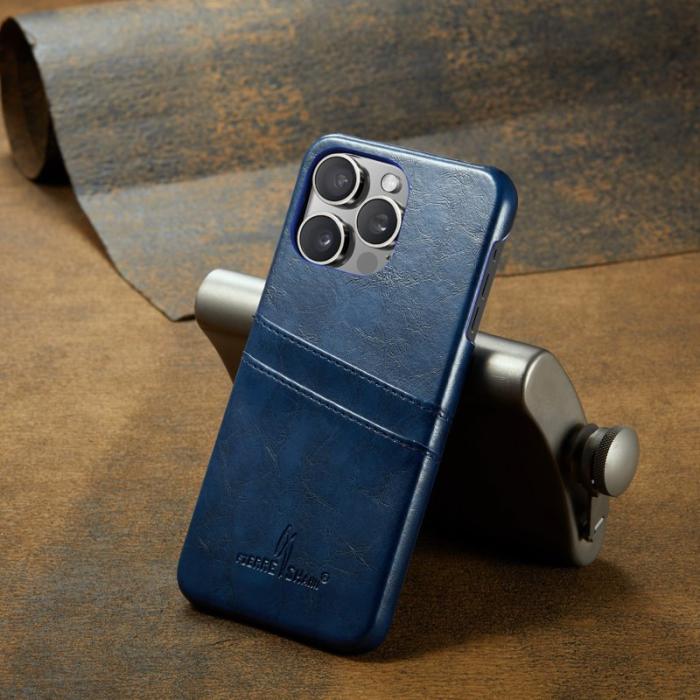 FIERRE SHANN - FIERRE SHANN iPhone 16 Pro Fodral Waxy PU Läder - Blå