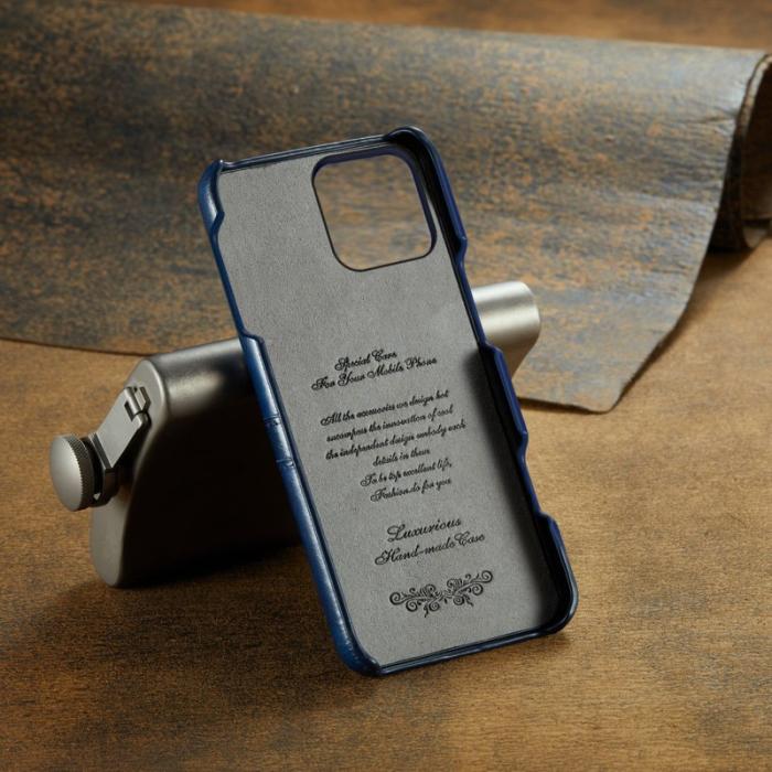 FIERRE SHANN - FIERRE SHANN iPhone 16 Pro Fodral Waxy PU Läder - Blå