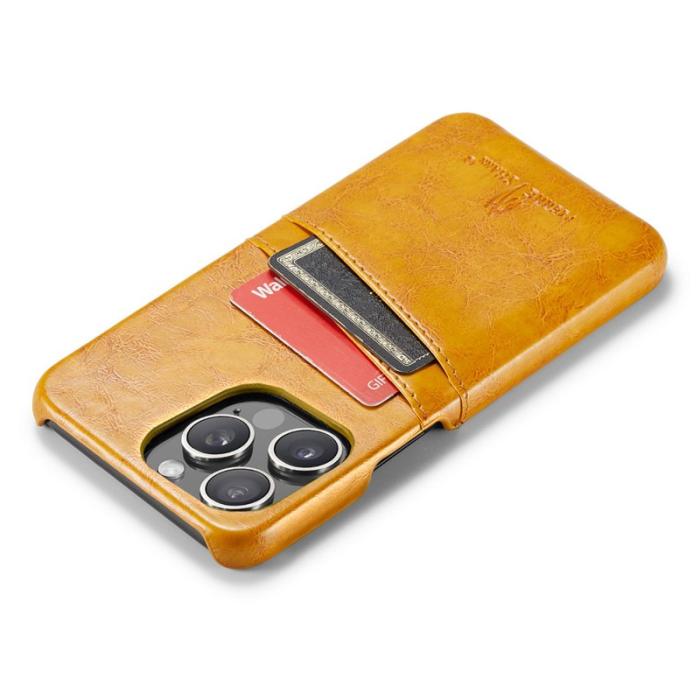 FIERRE SHANN - FIERRE SHANN iPhone 16 Pro Fodral Waxy PU Läder - Gul