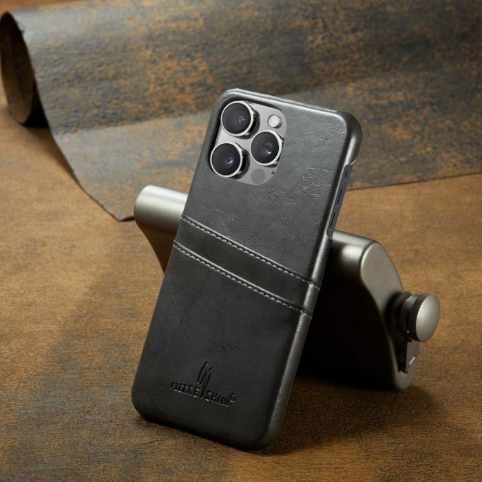 FIERRE SHANN - FIERRE SHANN iPhone 16 Pro Fodral - Waxy PU Leather - Grå