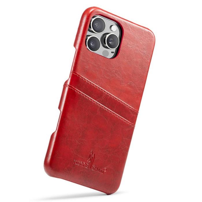 FIERRE SHANN - FIERRE SHANN iPhone 16 Pro Max Fodral Äkta läder - Röd