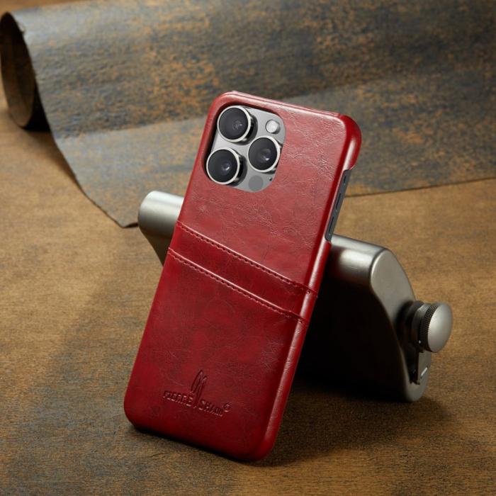 FIERRE SHANN - FIERRE SHANN iPhone 16 Pro Max Fodral Äkta läder - Röd