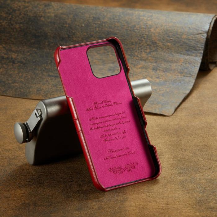 FIERRE SHANN - FIERRE SHANN iPhone 16 Pro Max Fodral Äkta läder - Röd