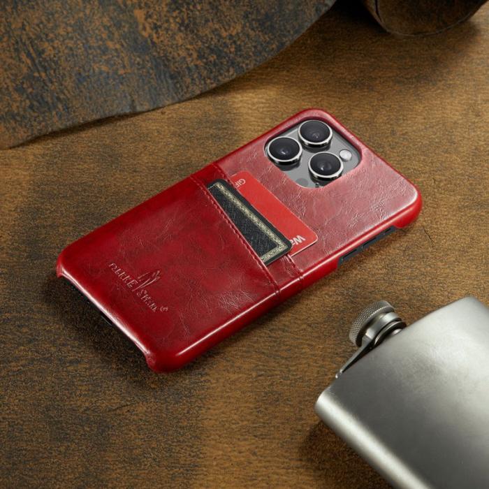 FIERRE SHANN - FIERRE SHANN iPhone 16 Pro Max Fodral Äkta läder - Röd