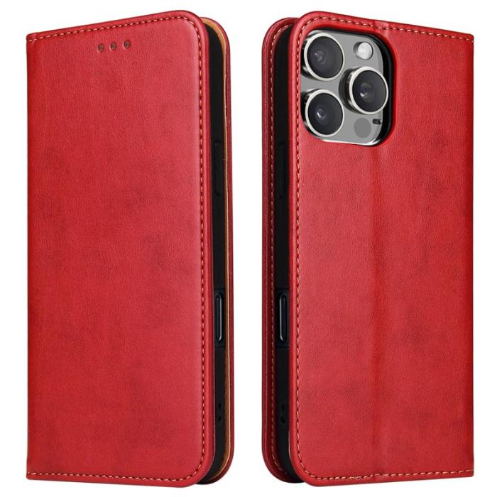 FIERRE SHANN - FIERRE SHANN iPhone 16 Pro Max Fodral PU Läder - Röd