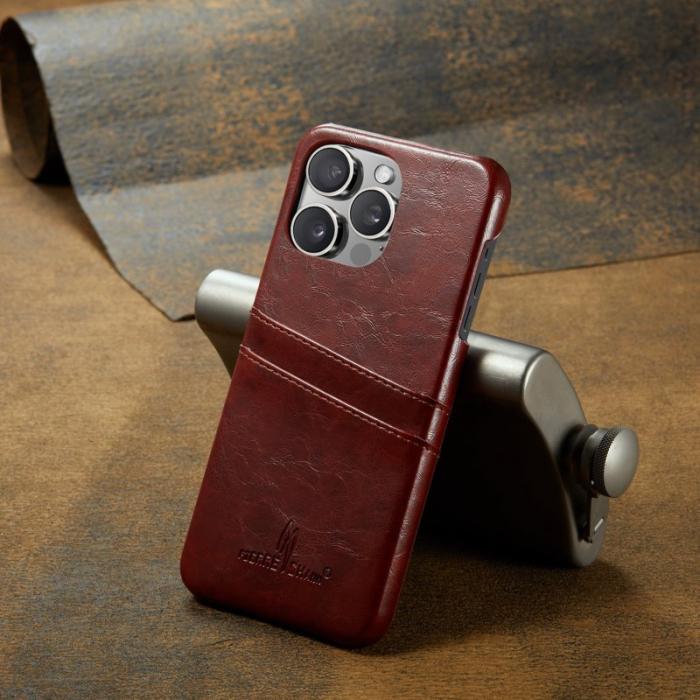 FIERRE SHANN - FIERRE SHANN iPhone 16 Pro Max Fodral - Waxy PU Läder - Brun