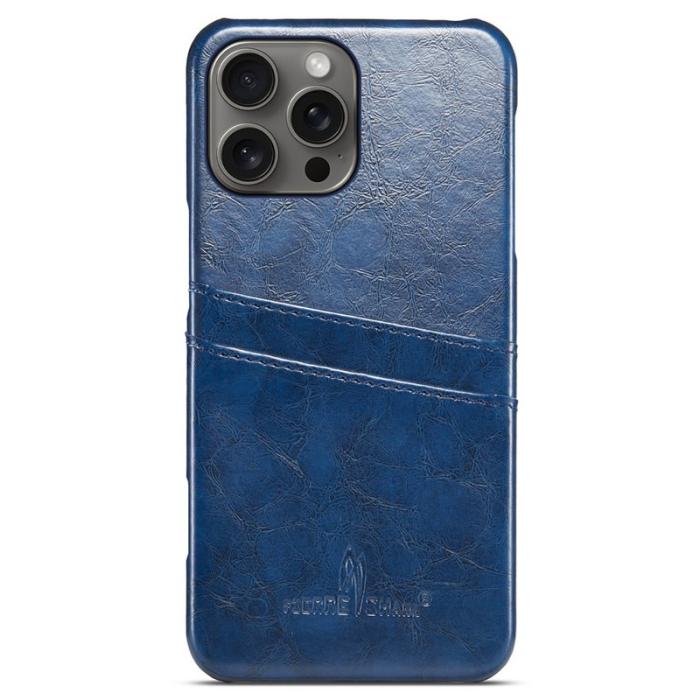 FIERRE SHANN - FIERRE SHANN iPhone 16 Pro Max Fodral - Waxy PU Leather - Blå