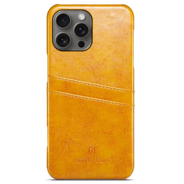 FIERRE SHANN - FIERRE SHANN iPhone 16 Pro Max Fodral - Waxy PU Leather - Gul