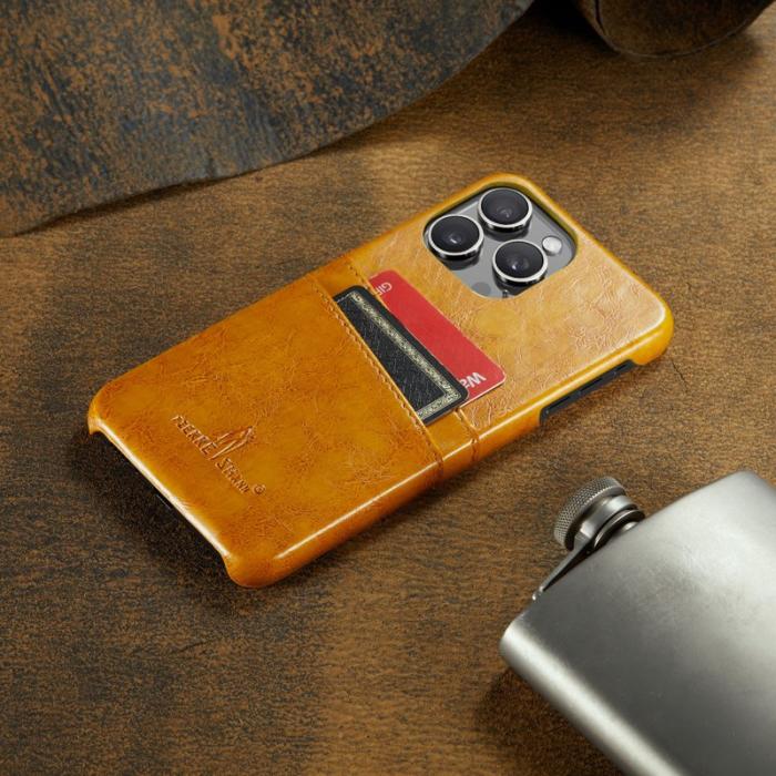 FIERRE SHANN - FIERRE SHANN iPhone 16 Pro Max Fodral - Waxy PU Leather - Gul