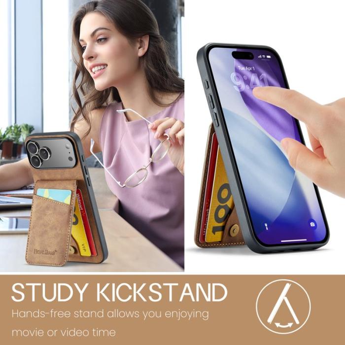 FIERRE SHANN - FIERRE SHANN iPhone 17 Pro Fodral Äkta läder - Brun