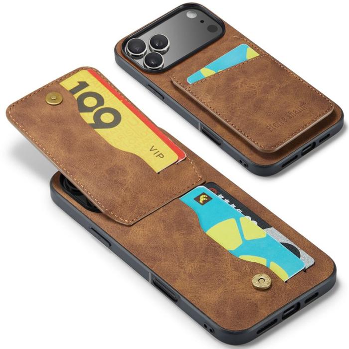 FIERRE SHANN - FIERRE SHANN iPhone 17 Pro Max Fodral Äkta läder - Brun