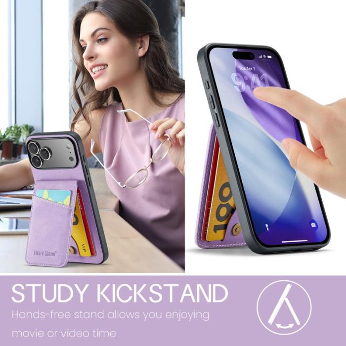 FIERRE SHANN - FIERRE SHANN iPhone 17 Pro Max Fodral Äkta läder - Lila