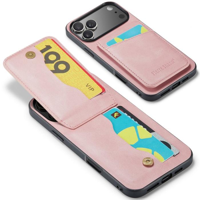 FIERRE SHANN - FIERRE SHANN iPhone 17 Pro Max Fodral Äkta läder - Rosa