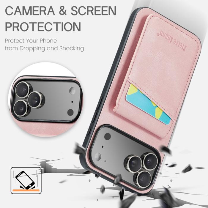 FIERRE SHANN - FIERRE SHANN iPhone 17 Pro Max Fodral Äkta läder - Rosa