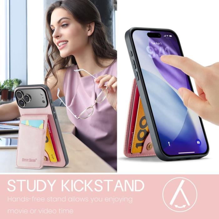 FIERRE SHANN - FIERRE SHANN iPhone 17 Pro Max Fodral Äkta läder - Rosa