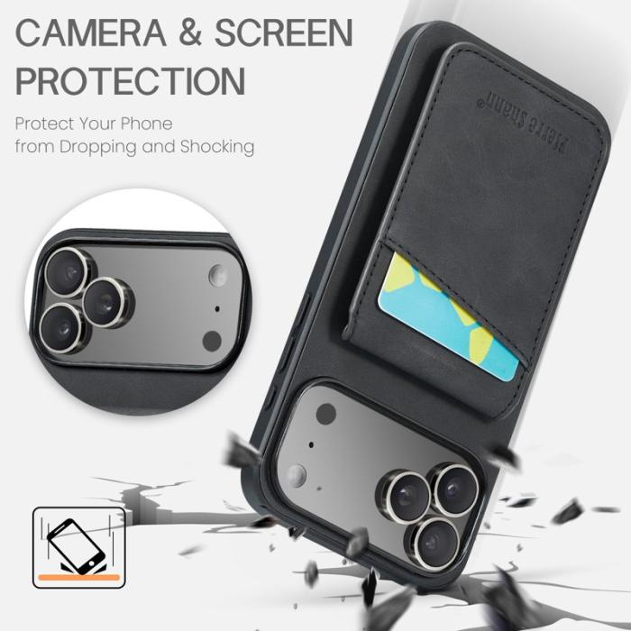 FIERRE SHANN - FIERRE SHANN iPhone 17 Pro Max Fodral Äkta läder - Svart