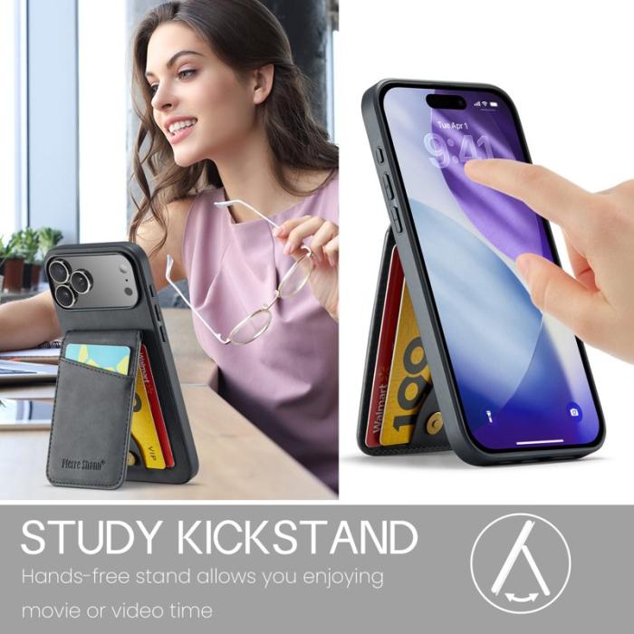 FIERRE SHANN - FIERRE SHANN iPhone 17 Pro Max Fodral Äkta läder - Svart