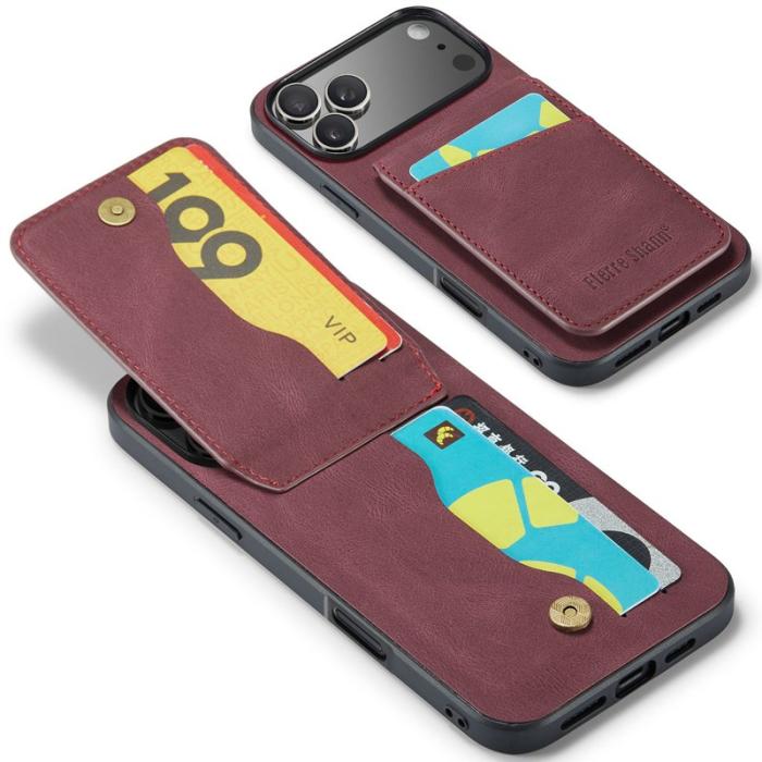 FIERRE SHANN - FIERRE SHANN iPhone 17 Pro Max Fodral Äkta läder - Vinröd