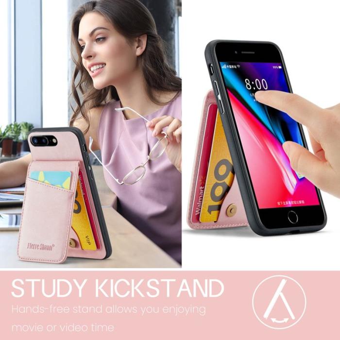FIERRE SHANN - FIERRE SHANN iPhone 7 Plus/8 Plus Fodral PU Läder - Rosa