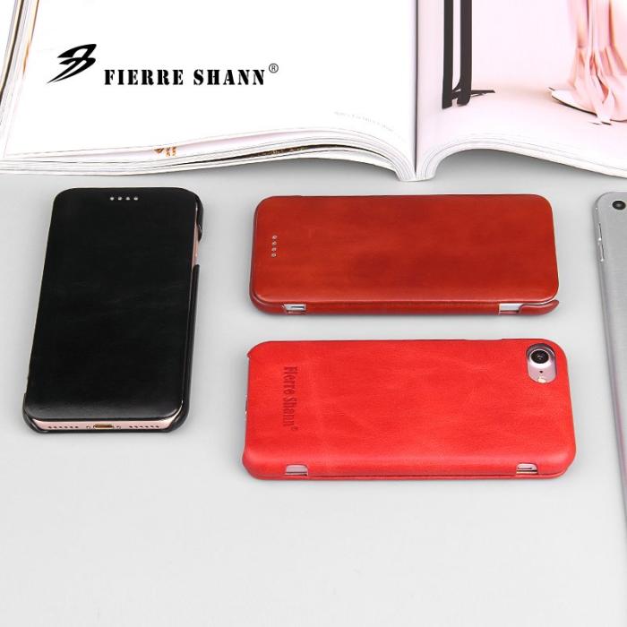 FIERRE SHANN - FIERRE SHANN iPhone SE (2020)/SE (2022)/8/7 Fodral Äkta läder - Svart