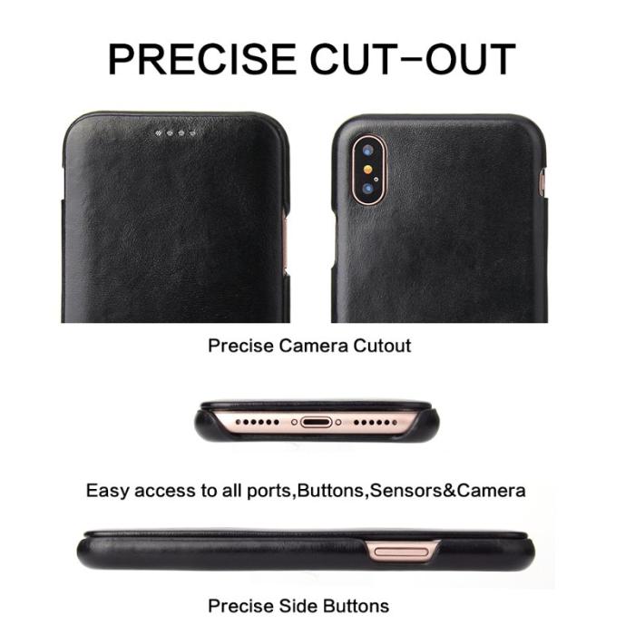 FIERRE SHANN - FIERRE SHANN iPhone X Flip Shell Äkta läder - Svart