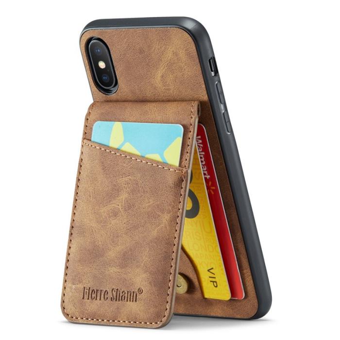 FIERRE SHANN - FIERRE SHANN iPhone X / XS Fodral Äkta läder - Brun