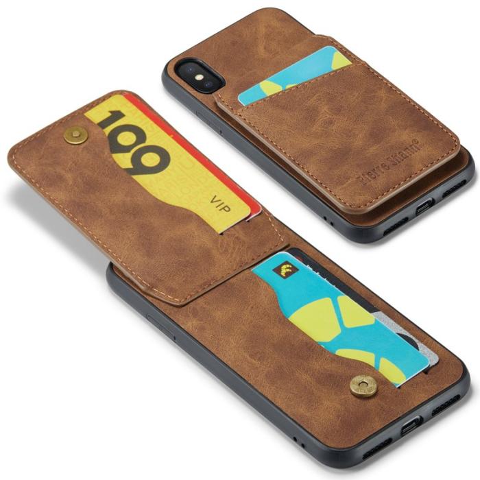 FIERRE SHANN - FIERRE SHANN iPhone X / XS Fodral Äkta läder - Brun