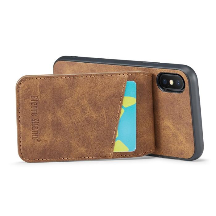 FIERRE SHANN - FIERRE SHANN iPhone X / XS Fodral Äkta läder - Brun