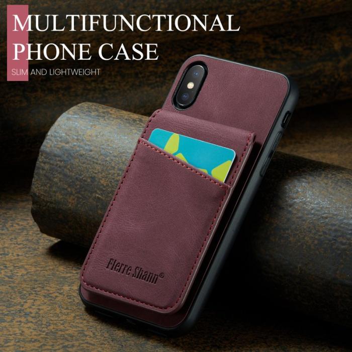 FIERRE SHANN - FIERRE SHANN iPhone X / XS Fodral Äkta läder - Röd