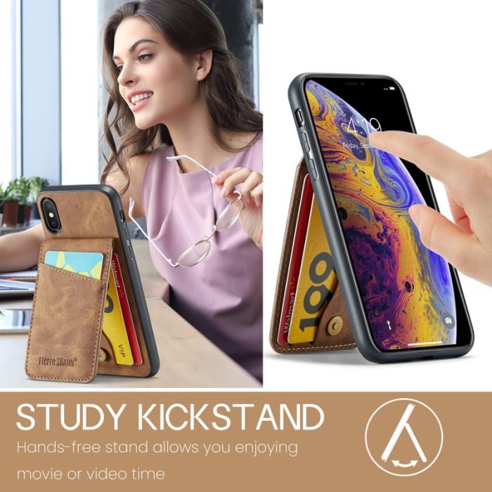 FIERRE SHANN - FIERRE SHANN iPhone XS Max Fodral PU Läder - Brun