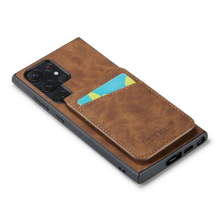 FIERRE SHANN - FIERRE SHANN Kickstand Fodral Samsung Galaxy S22 Ultra 5G - Brun