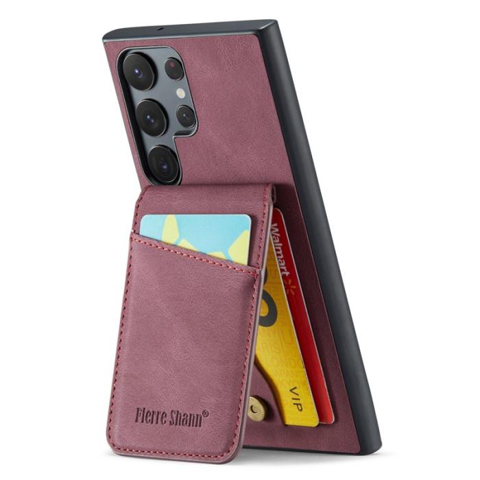 FIERRE SHANN - FIERRE SHANN Kickstand Fodral Samsung Galaxy S22 Ultra 5G - Röd