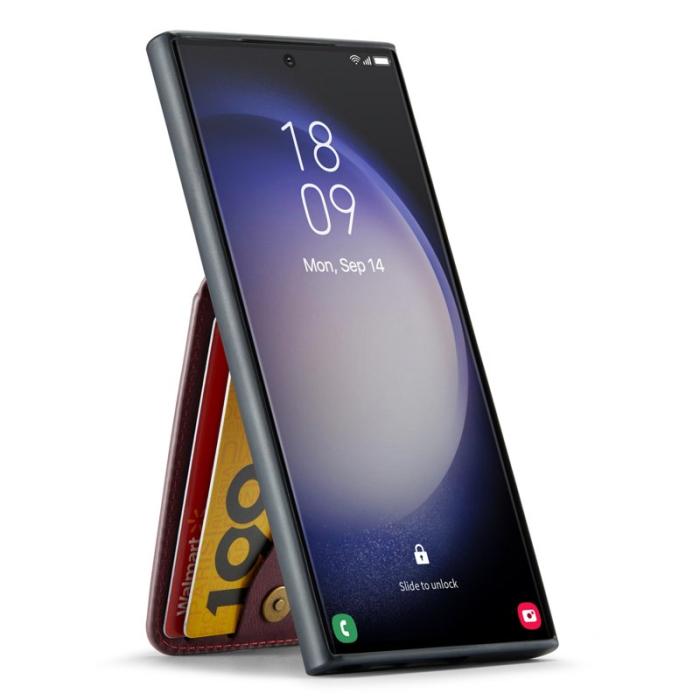 FIERRE SHANN - FIERRE SHANN Kickstand Fodral Samsung Galaxy S22 Ultra 5G - Röd