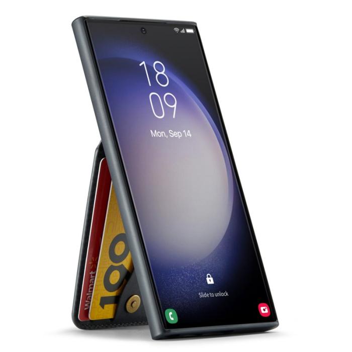 FIERRE SHANN - FIERRE SHANN Kickstand Fodral Samsung Galaxy S22 Ultra 5G - Svart