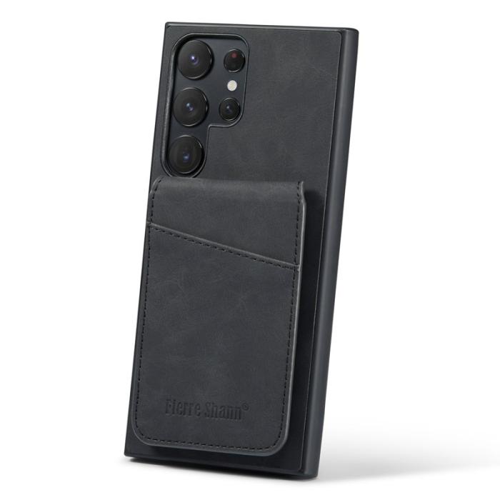 FIERRE SHANN - FIERRE SHANN Kickstand Fodral Samsung Galaxy S22 Ultra 5G - Svart