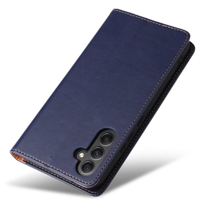 FIERRE SHANN - FIERRE SHANN Samsung Galaxy A34 5G Fodral PU Läder - Blå