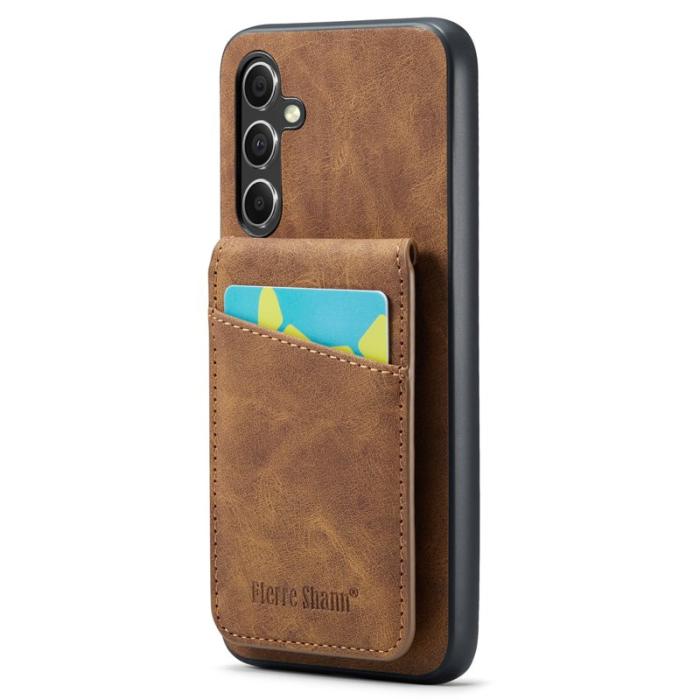 FIERRE SHANN - FIERRE SHANN Samsung Galaxy A34 5G Fodral PU Läder - Brun