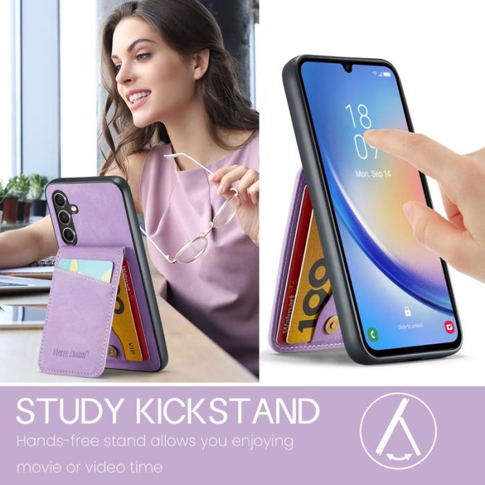 FIERRE SHANN - FIERRE SHANN Samsung Galaxy A34 5G Fodral PU Läder - Lila