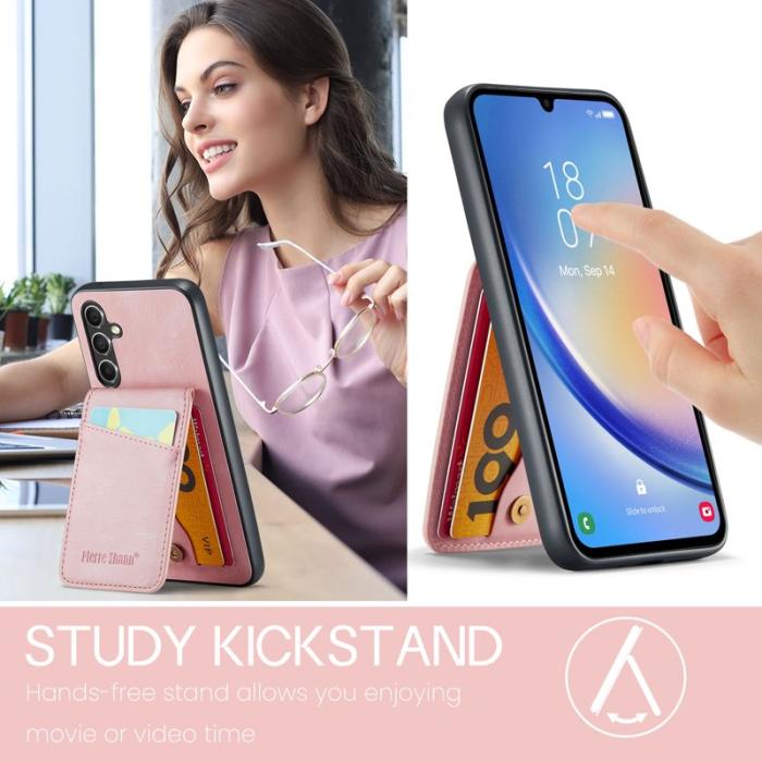 FIERRE SHANN - FIERRE SHANN Samsung Galaxy A34 5G Fodral PU Läder - Pink