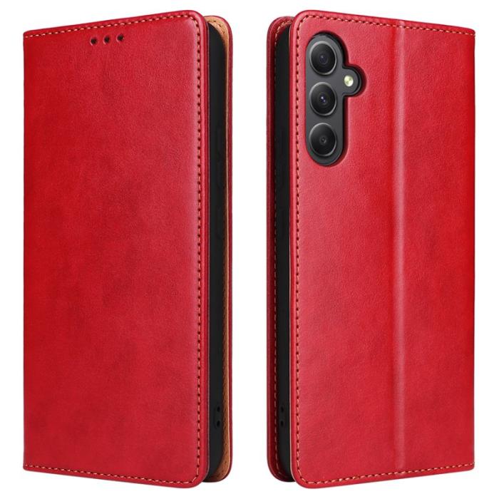 FIERRE SHANN - FIERRE SHANN Samsung Galaxy A34 5G Fodral PU Läder - Röd
