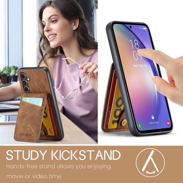 FIERRE SHANN - FIERRE SHANN Samsung Galaxy A34 5G Fodral Shockproof PU+TPU - Brun