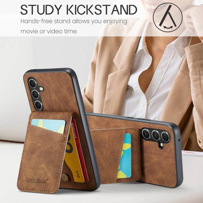 FIERRE SHANN - FIERRE SHANN Samsung Galaxy A34 5G Fodral Shockproof PU+TPU - Brun