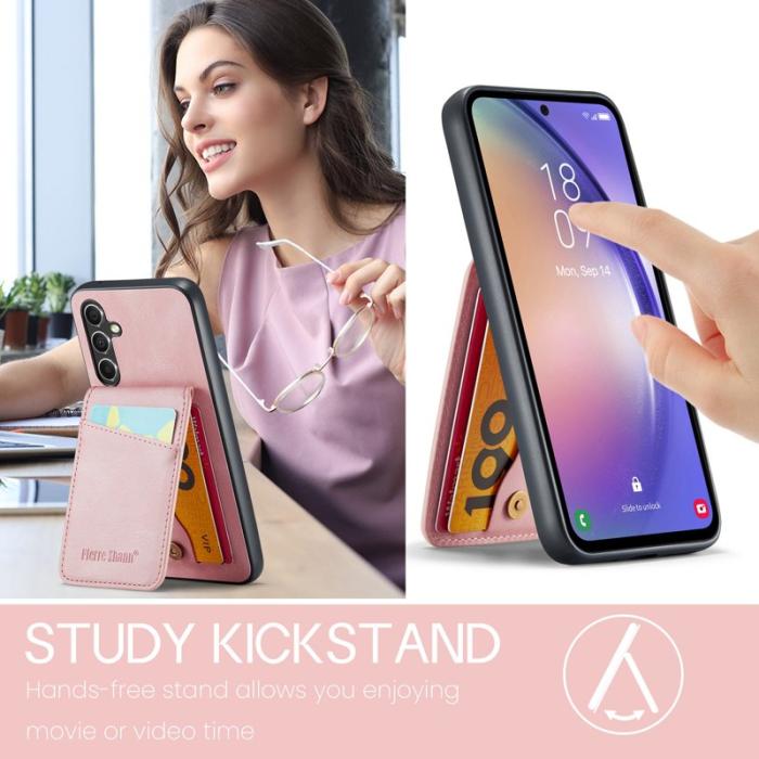 FIERRE SHANN - FIERRE SHANN Samsung Galaxy A34 5G Fodral Shockproof PU+TPU - Pink