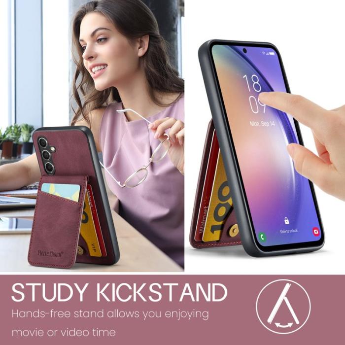 FIERRE SHANN - FIERRE SHANN Samsung Galaxy A34 5G Fodral Shockproof PU+TPU - Röd