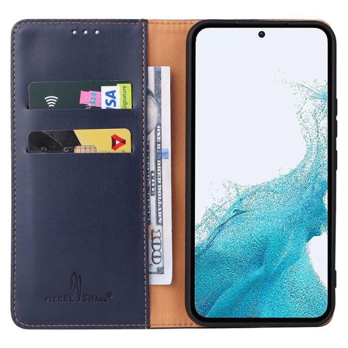 FIERRE SHANN - FIERRE SHANN Samsung Galaxy A54 5G Fodral PU Läder - Blå