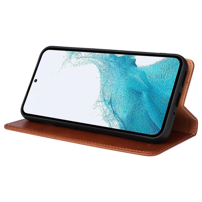 FIERRE SHANN - FIERRE SHANN Samsung Galaxy A54 5G Fodral PU Läder - Brun