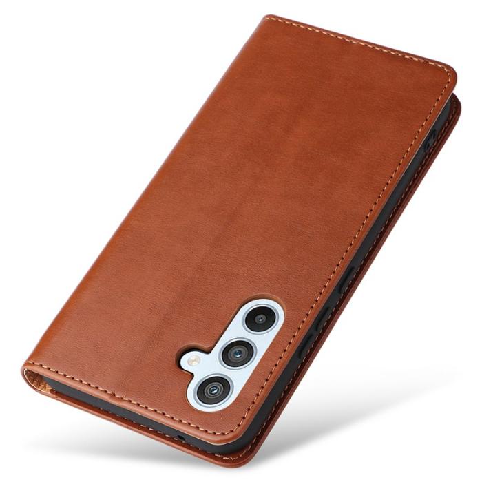FIERRE SHANN - FIERRE SHANN Samsung Galaxy A54 5G Fodral PU Läder - Brun