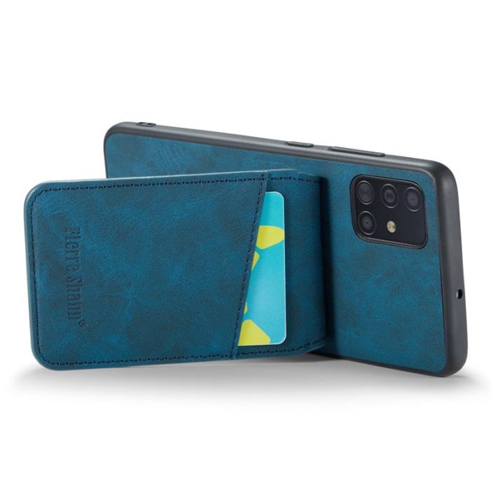 FIERRE SHANN - FIERRE SHANN Samsung Galaxy A71 5G Fodral PU Läder - Blå