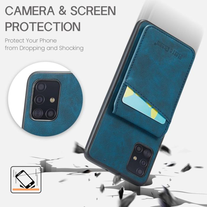 FIERRE SHANN - FIERRE SHANN Samsung Galaxy A71 5G Fodral PU Läder - Blå