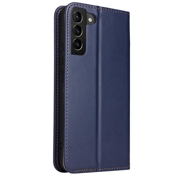 FIERRE SHANN - FIERRE SHANN Samsung Galaxy S22 5G Fodral PU Läder - Blå